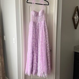 Lilac Floral Tulle Prom Dress